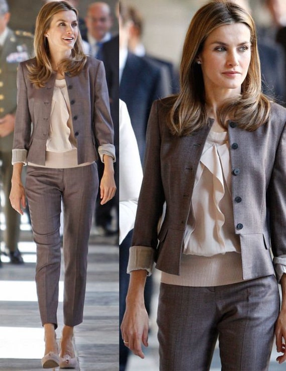 grey formal suit for ladies