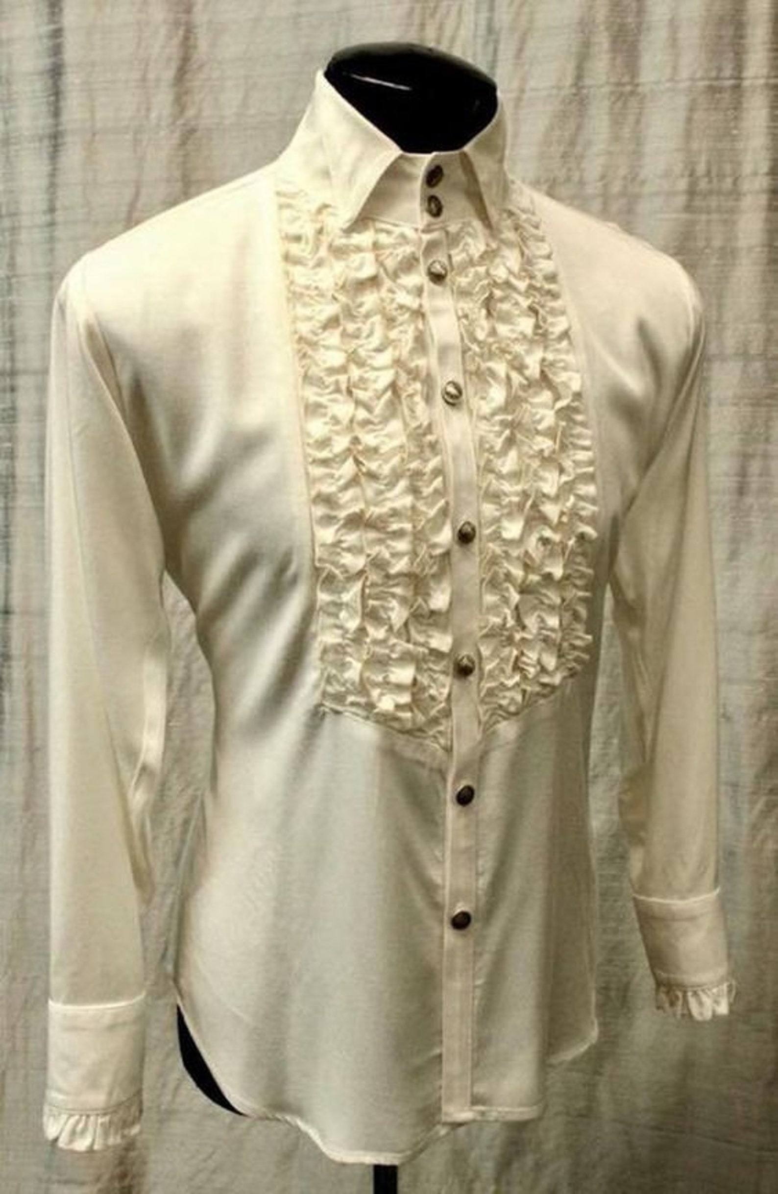 Men White Ruffle Cotton Linen Classic Shirt Wedding Groom Prom Etsy