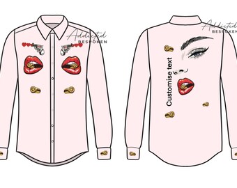 Unisex Western Pink Cotton Shirt Machine Embroidered Perfect Wedding Cocktail  Designer Outfit Custom Made Halloween Prom Gift For Her