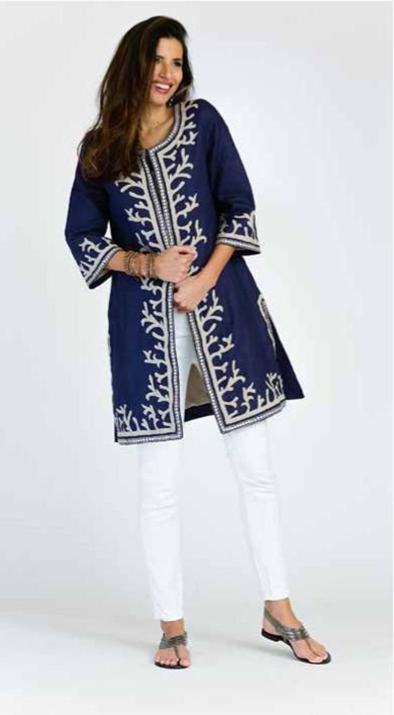 Women Wool Custom Made Hand Embroidery Work Modern Female Winter Wear Cardigan Long Jacket More Colours Retro Vintage Look