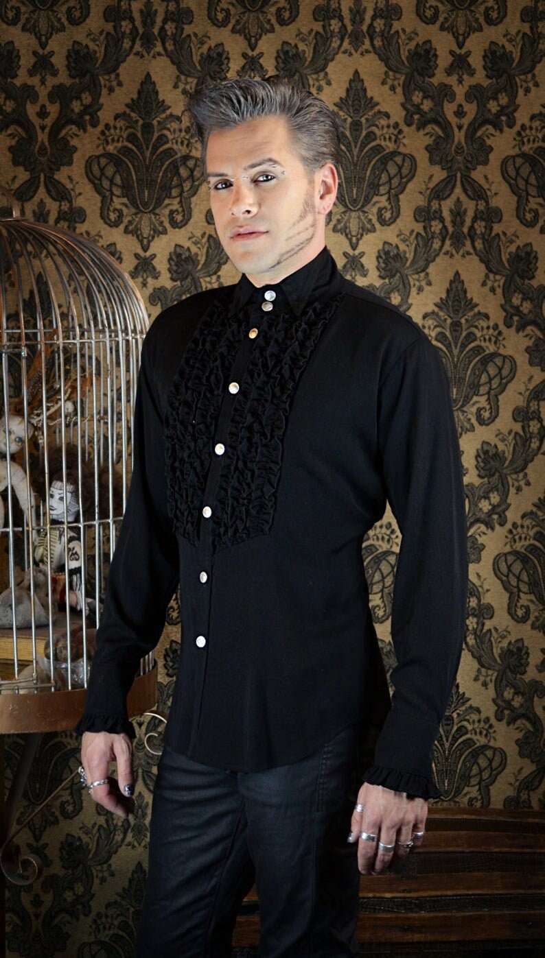 Men White Ruffle Tuxedo Cotton/Linen Shirt Empire Classic Tux Etsy