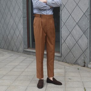 Men Brown Cotton Bespoke Gurkha Pant High Waist Regular Fit - Etsy