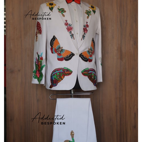 Men Two Piece Western Designer Suit Custom Made Embroidered Etsy