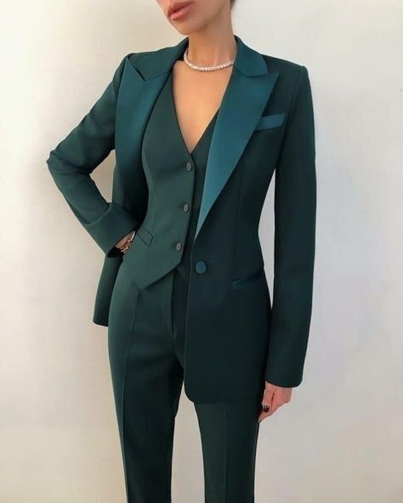 Women Bespoke 3pc Green Cotton Pant