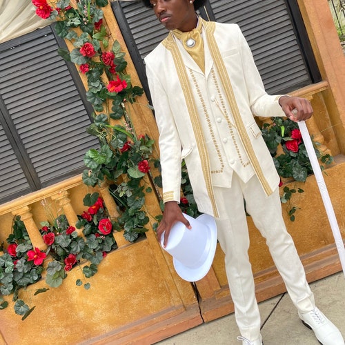 Men Custom Made White Cotton 3 Pc Suit 