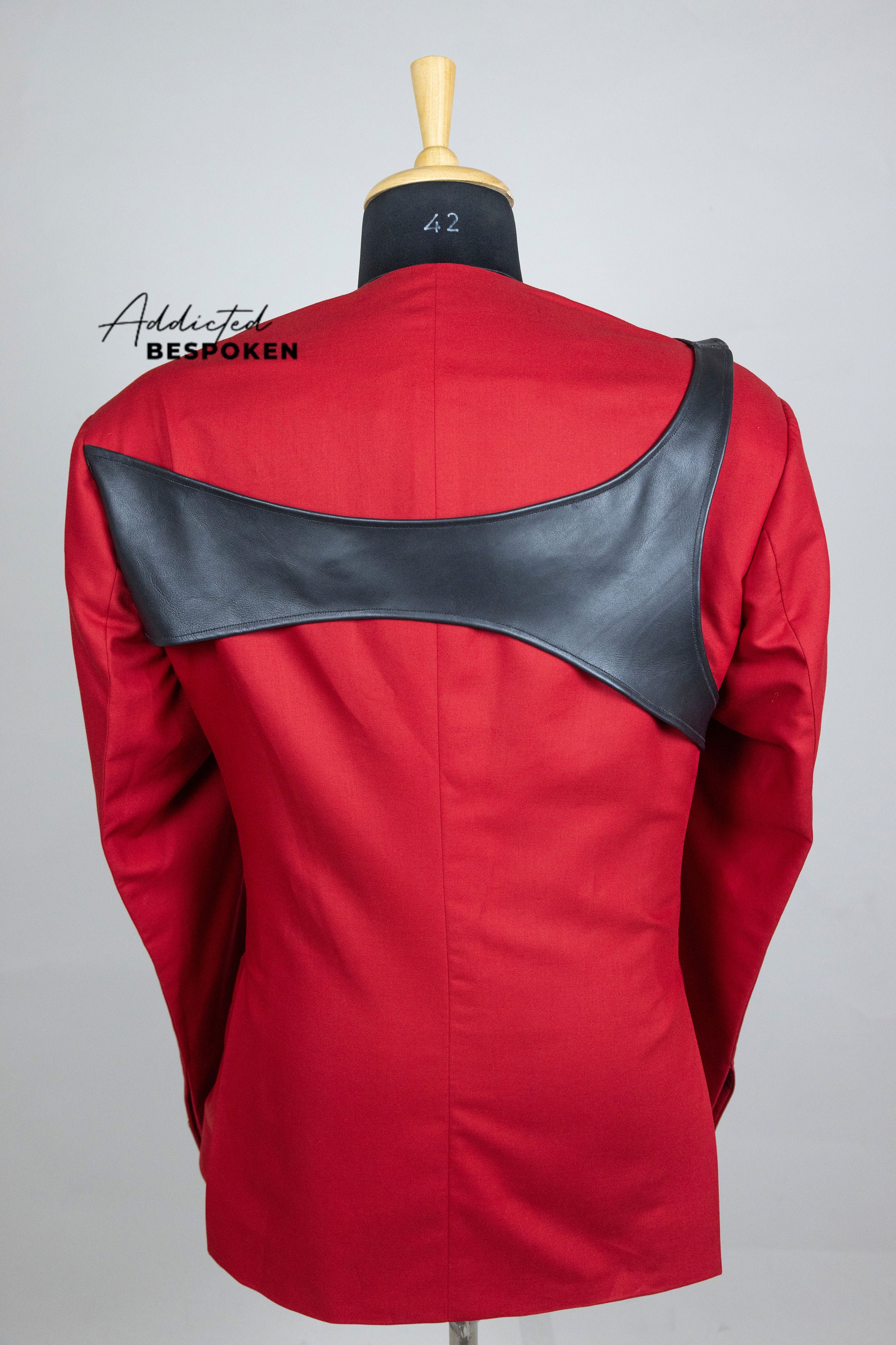 Men Red 2pc Leather Harness Suit Cotton Custom Made Overlap 2 -  Finland