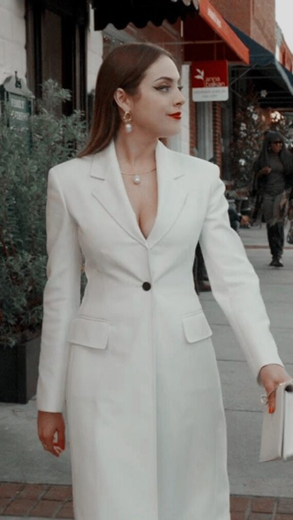 Elegant White Long Coat Single Breasted 