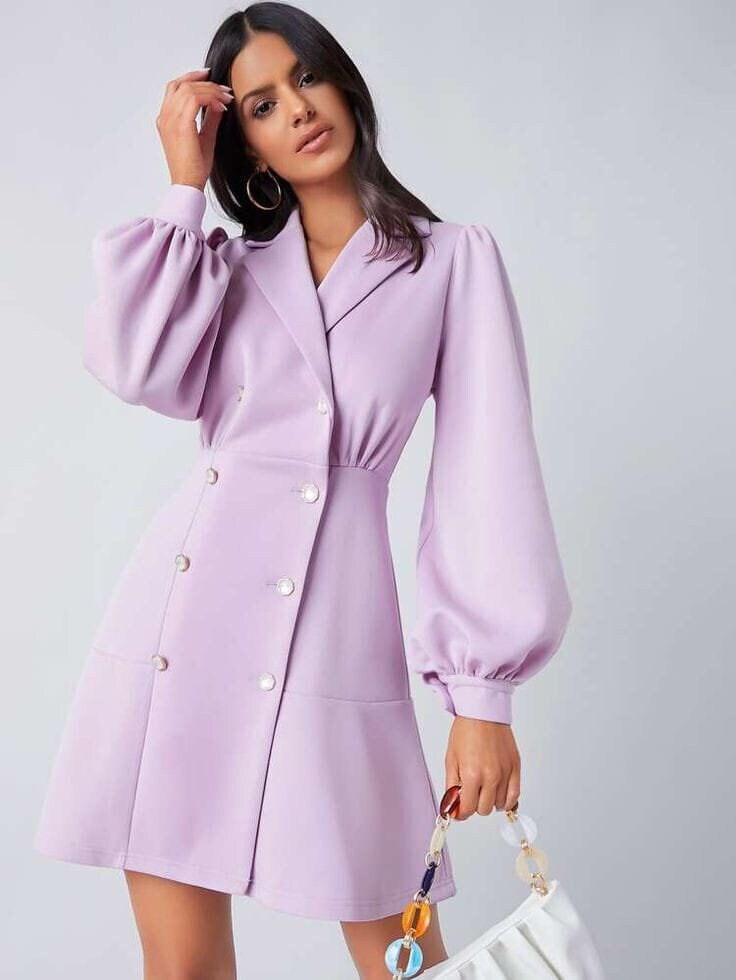 lilac belted blazer dress