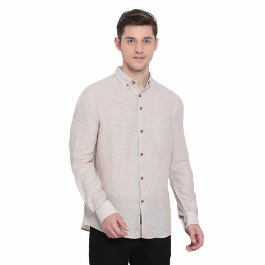 Men Custom Made 100% Linen Plain Solid Shirt Beach Regular | Etsy