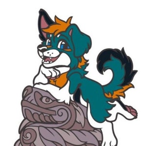 Fursona Pins #914 - San Jose Highlights #1 (Team Colors) - Further Confusion Mascot Dog and Snake