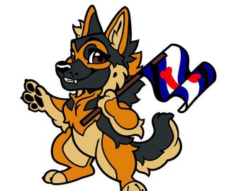 Pride Pins - Koda - Duitse herder met Puppyplay / Puppy Play Pride Flag