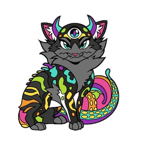 Fursona Pin #1086 - Cthulhu Cat (Rainbow) Enamel Pin