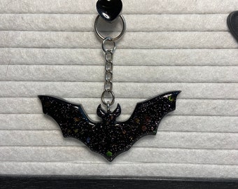 Sparkly Black Bat Keychain