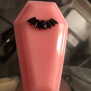 Pink Coffin Jewelry Box with Black Bat