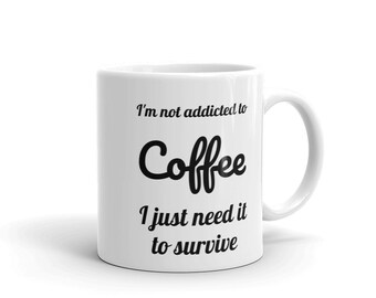 HANDMADE WHITE MUG - Ceramic Items - Not Addicted Coffee - Christmas Mug Gift - Winter Tea Cup