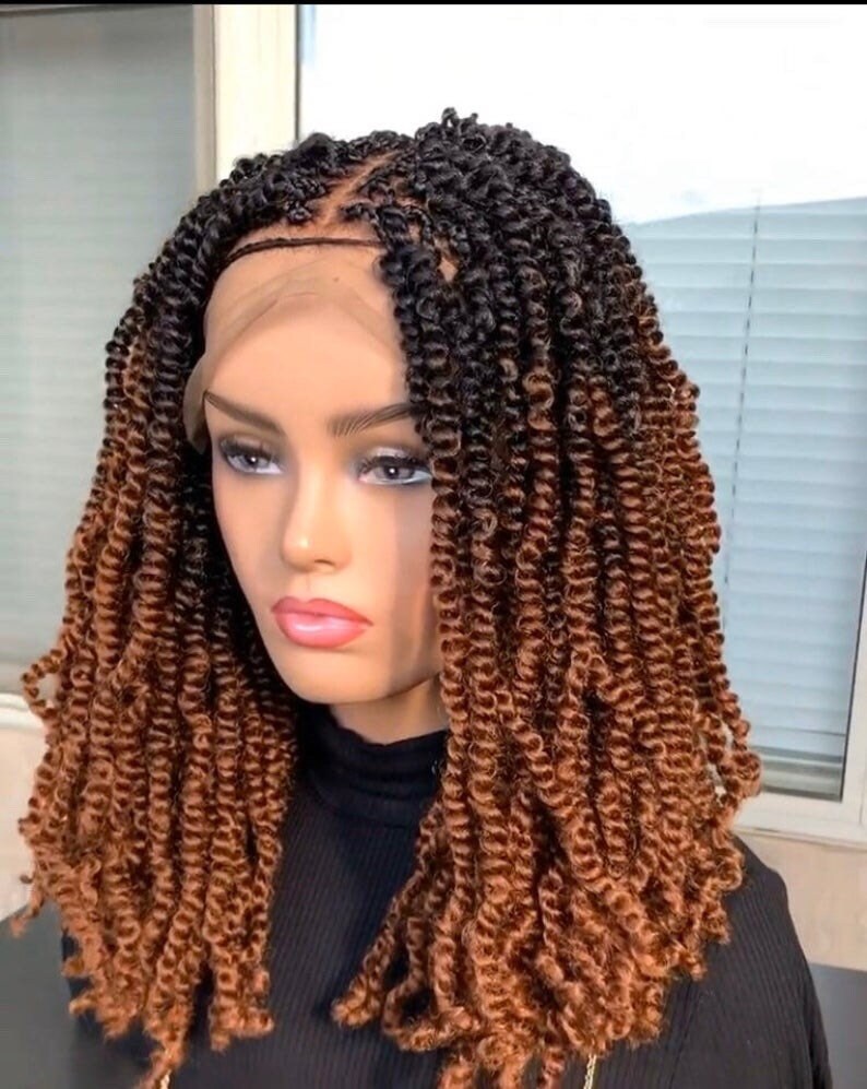 Spring twist lace front wigs for black women Braided wig Etsy