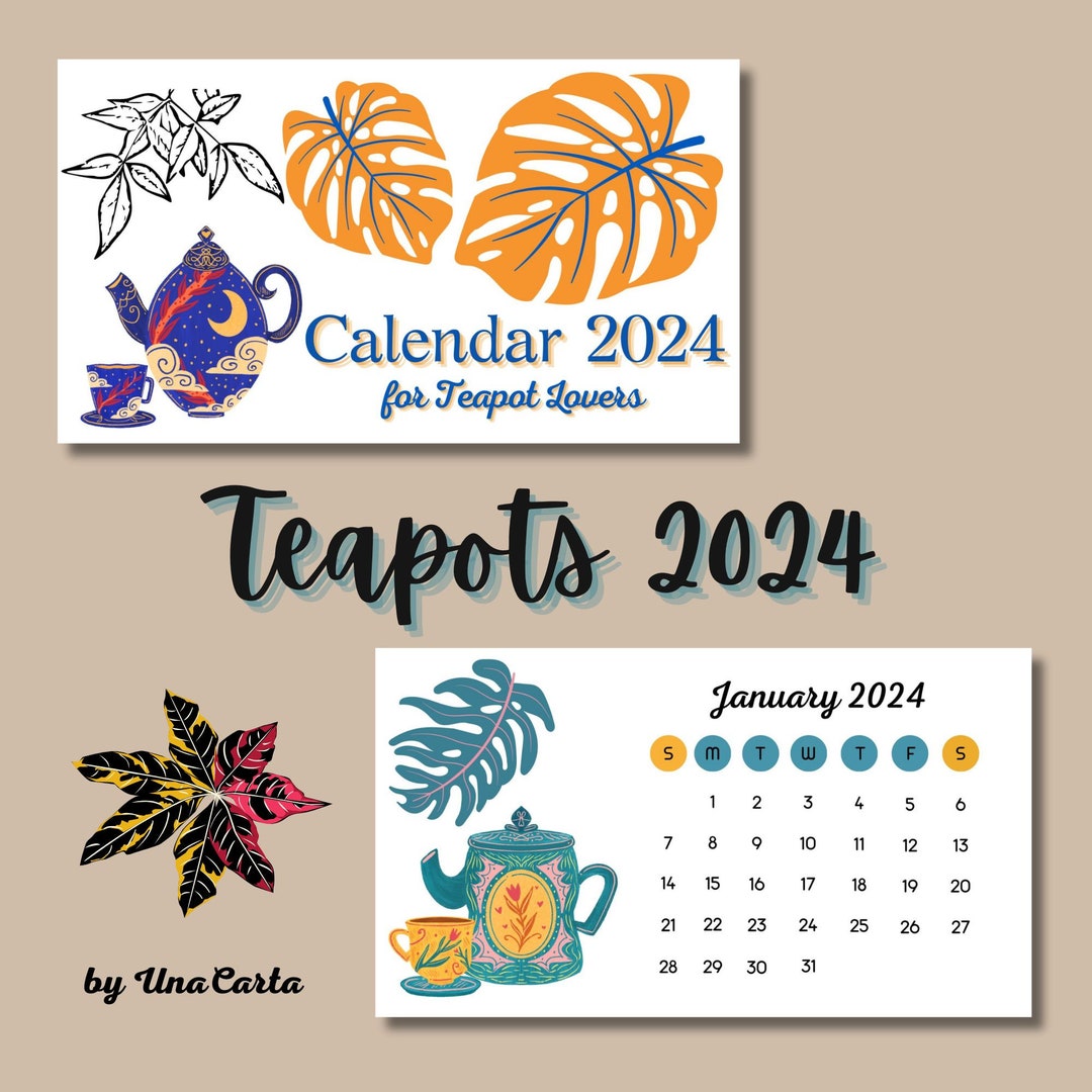 New Year Calendar Monthly Teapot Calendar 2024 Unique Etsy