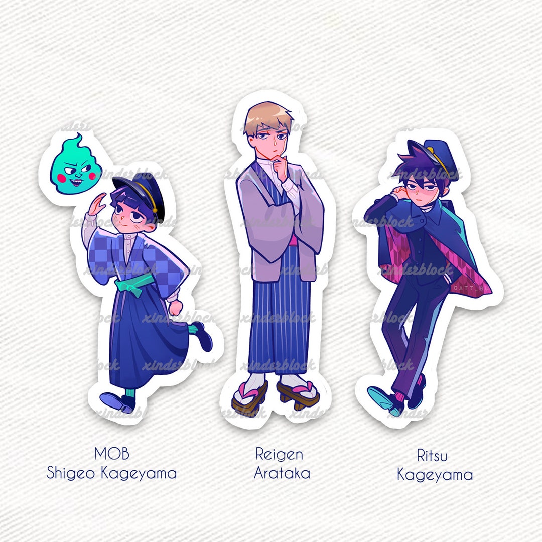 MOB Psycho Taisho Vinyl Weatherproof Stickers 3in (mob, Dimple, Ritsu ...