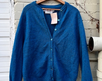 Vintage Blue Grandpa Cardigan by The Woolen Mill/ Made in USA/ Size 42 m/l