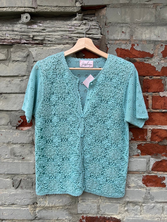 Vintage Sky Blue Knit Cardigan by Jaclyn Smith / M