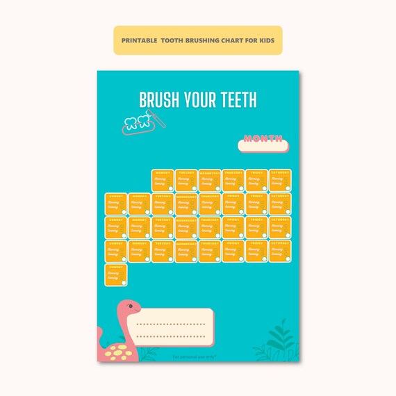 Printable Toothbrushing Chart Kidstoothbrushing Chart - Etsy