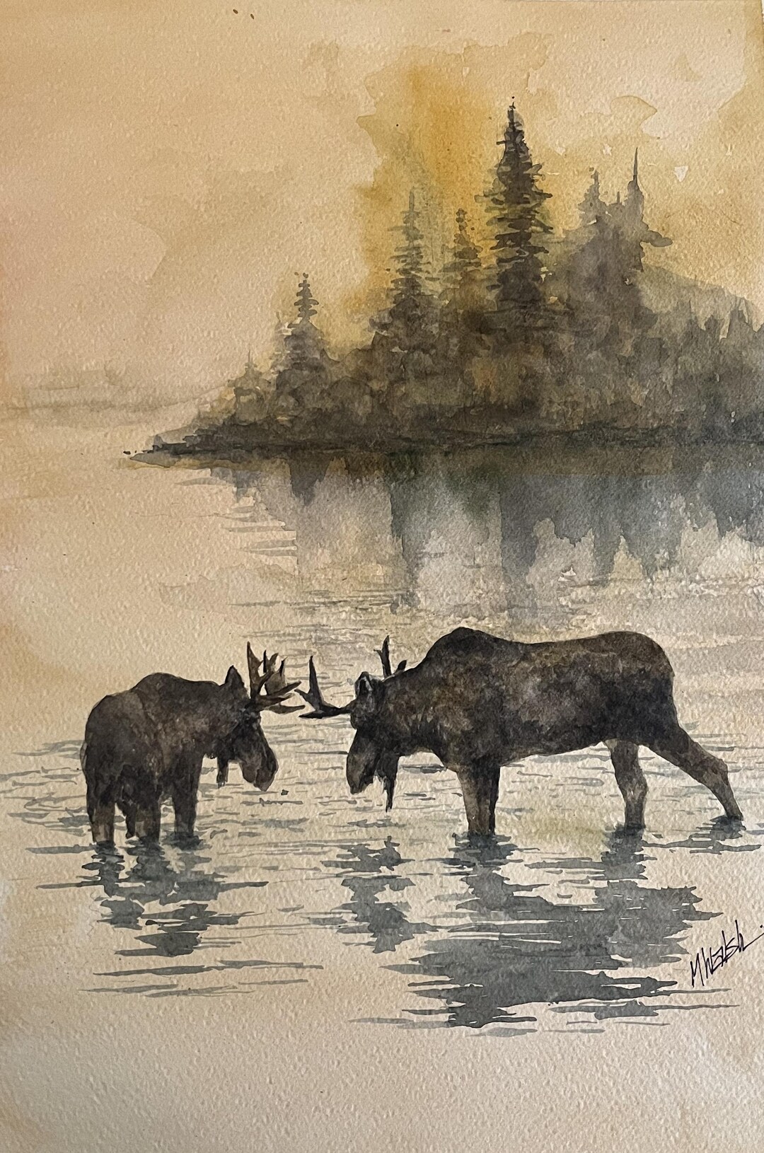 Isle Royale Moose Watercolor - Etsy