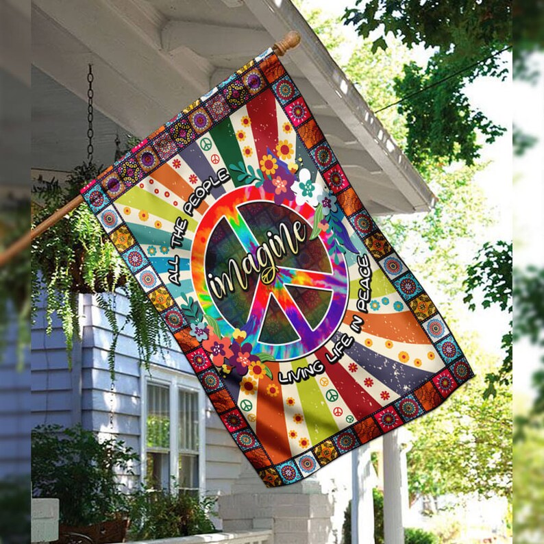 Living Life In Peace hippie flag