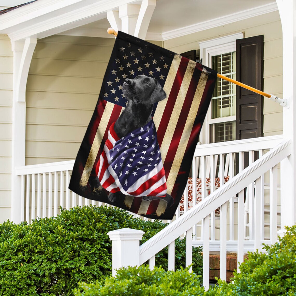 Black Labrador Retriever American Patriot Flag Garden Flags Etsy