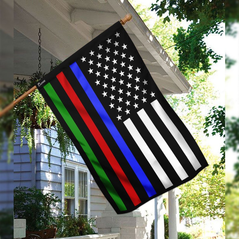 Police Military and Fire Thin Line American Flag Garden Flag | Etsy