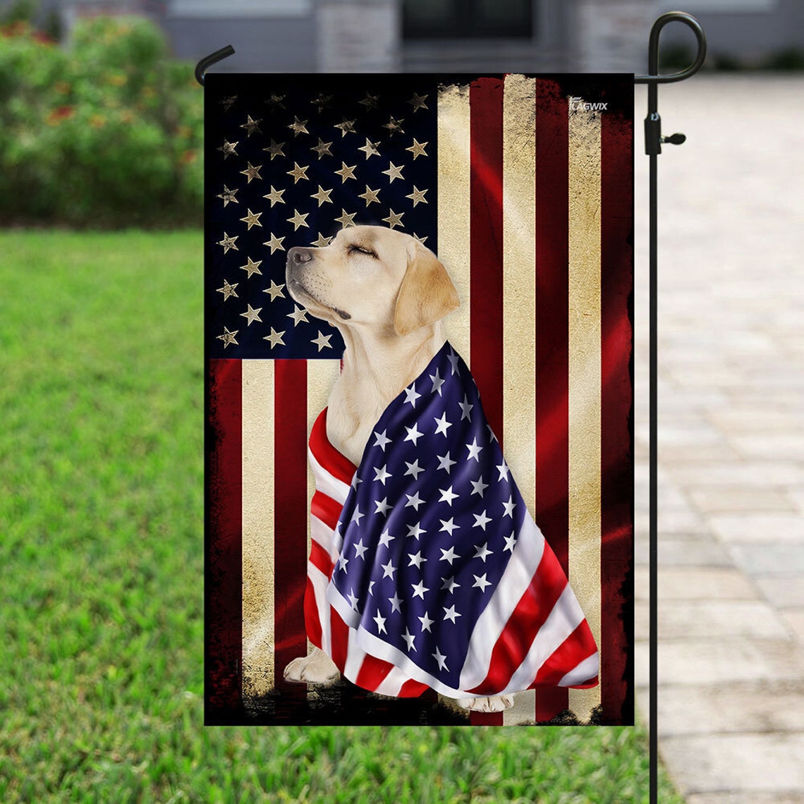 Yellow Labrador Retriever American Patriot Flag Garden Flags Etsy