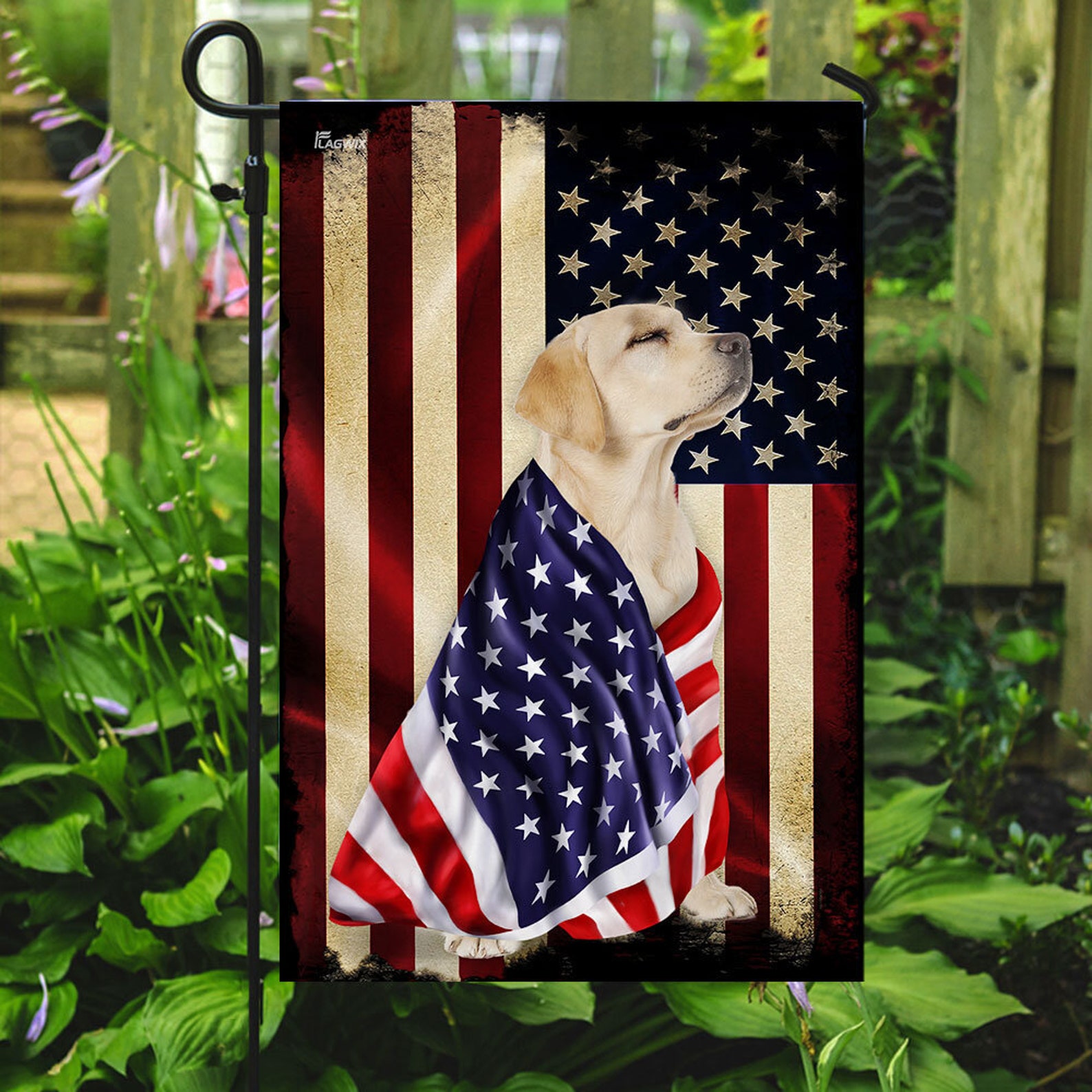 Yellow Labrador Retriever American Patriot Flag Garden Flags Etsy