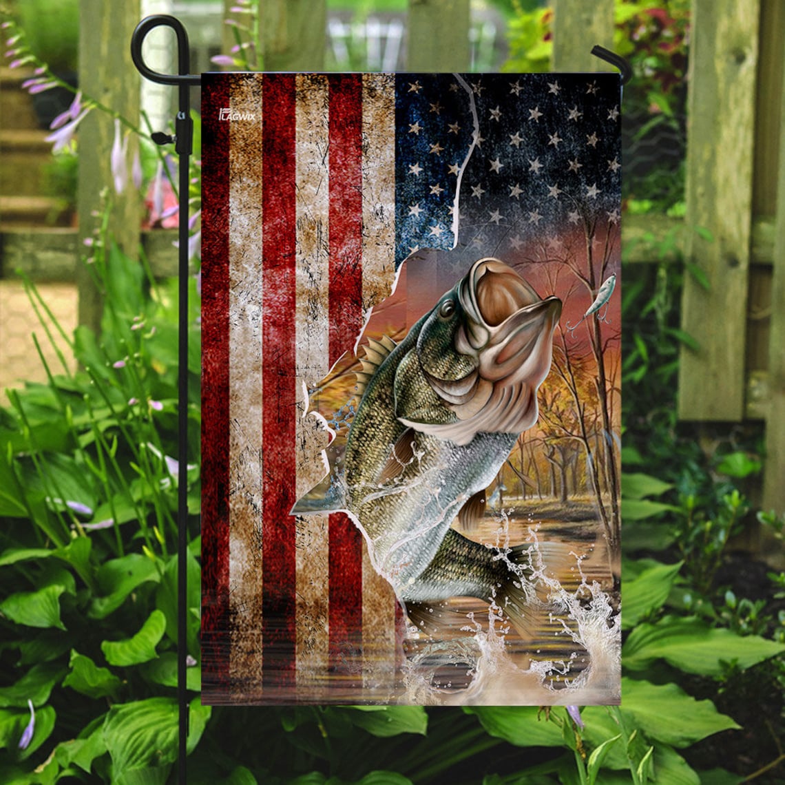 Bass Fishing American US Flag Garden FlagsHouse Flagpeace Etsy