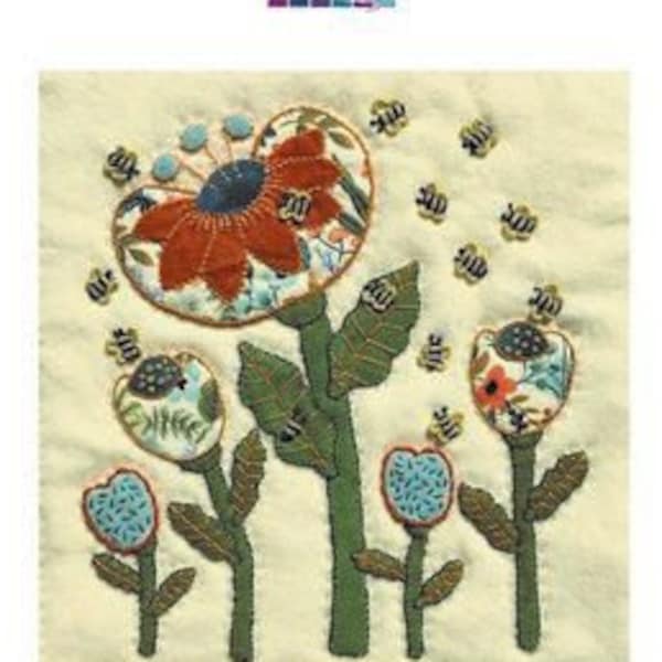 Wool Applique Pattern Bees A Buzz 2 Applique Pattern by Felice Quilt Designs 12" X 12" Wall Hanging