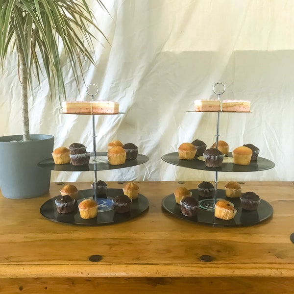Upcycled Real Vinyl 3 Tier Cake / Cupcake / Sweet Stands