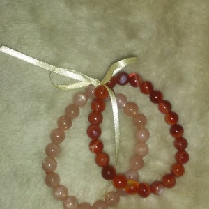 Creative Energy - Carnelian and Peach Moonstone Crystal Bracelet Set