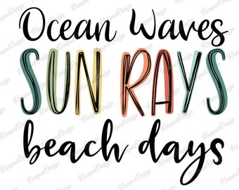 Meereswellen Sonnenstrahlen Strand Tage SVG | Ozean Wellen SVG | Sonnenstrahlen SVG | Strand Tage geschnitten | Sublimationsdesign | Digitale Datei | Cricut Dateien
