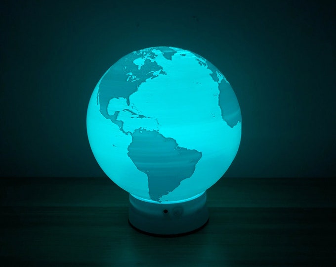 Earth Lamp, 16 Color LED Night Light, Solar System, 3D Printed, Touch and Remote Control, USB or AA Battery Powered