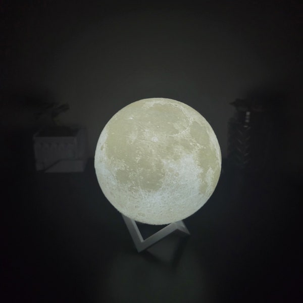 Moon Lamp, 16 Color LED, Remote and Touch Control, 6.5-inch diameter, Rechargeable, Desk Stand Included