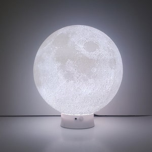 Moon Lamp, 16 Color LED Night Light, Solar System, 3D Printed, Touch and Remote Control, USB or AA Battery Powered