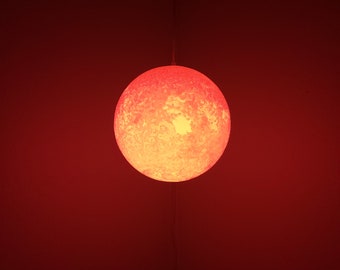 Hanging Sun Lamp with Multiple Colors | 10-inch Diameter | Plug-in Pendant Light | 3D Printed Solar Lamp | Real NASA Imaging