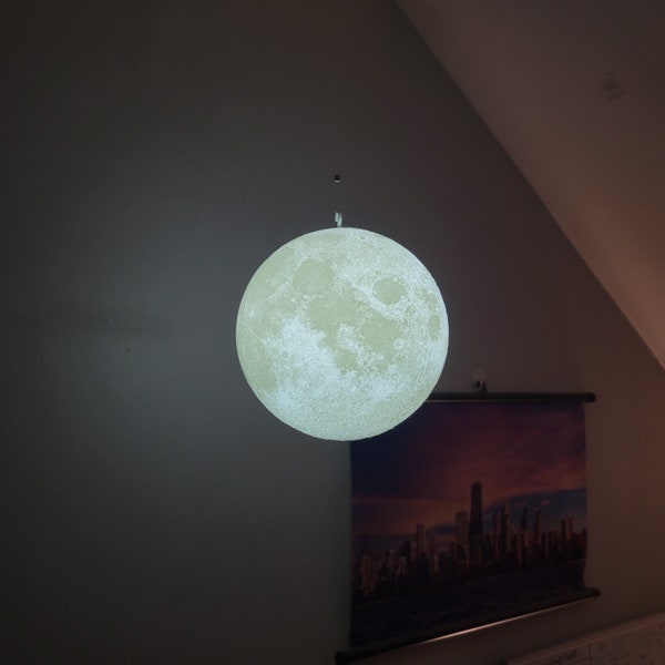 Hanging Moon Lamp, 16 Color LED, Remote and Touch Control, 6.5 inch diameter, Rechargeable, Hanging Material & Desk Stand Included