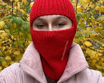 Adult balaclava, Knitted balaclava hat, winter full mask, ski mask for adults, teen