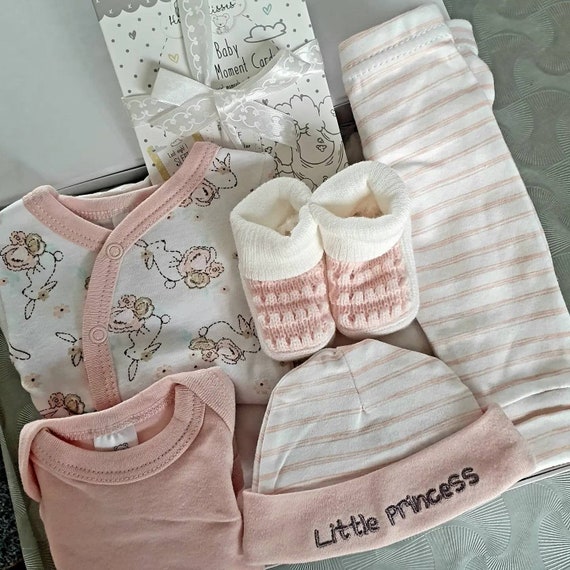 Bunny Baby Girl Gift Set: 3lb-6lb Cotton Layette, Keepsake Box