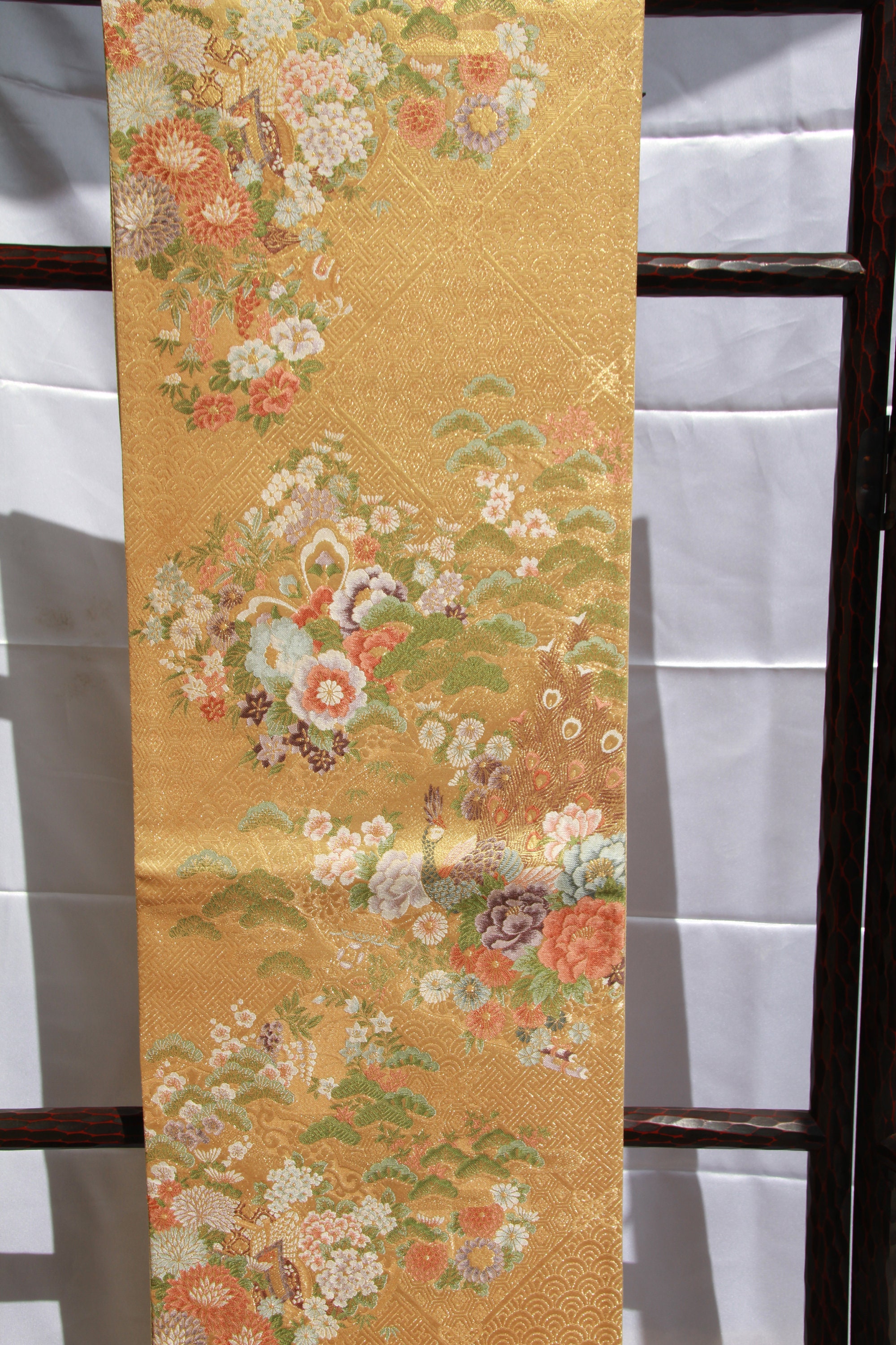 Vintage japonés Obi Pavo real y peonía Faja Kimono Etsy