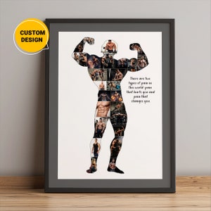 Aangepaste bodybuilding fotocollage cadeau, bodybuilding coach, fitnesscadeaus voor mannen, sportschool cadeaus voor hem, gewichtheffen cadeau, muscle man cadeau