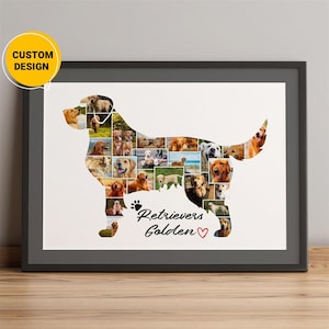 Customized Golden Retriever Dog, Photo Collage Golden Mountain Dog, Gifts For Dog Lovers, Dog Christmas Gifts, Gifts For Pet Lovers