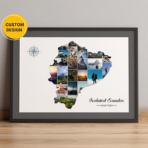 Mapa personalizado de Ecuador, mapa de Ecuador con collage de fotos, mapa de Ecuador con países, mapa de Ecuador con Sudamérica, el mejor regalo de Navidad para pared