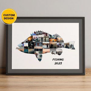 Personalized Gifts For Dad Fishing, Photo Collage Fishing Gifts For Daddy, Father&#39;S Day Fishing Gifts, Unique Fishing Gifts Fish Wall Art