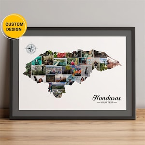 Personalisierte Fotocollage Honduras Karte, Mittelamerika Honduras Karte, Wandkunst, bestes Weihnachtsgeschenk