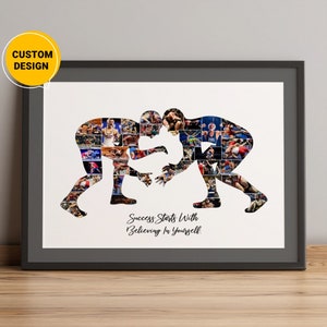 Personalized Photo Wrestling Collage, Wrestling Coach Gifts, Wrestling Dad Gift, Wrestling Fan Gifts, Wrestling Lover Gift, Wrestling Player
